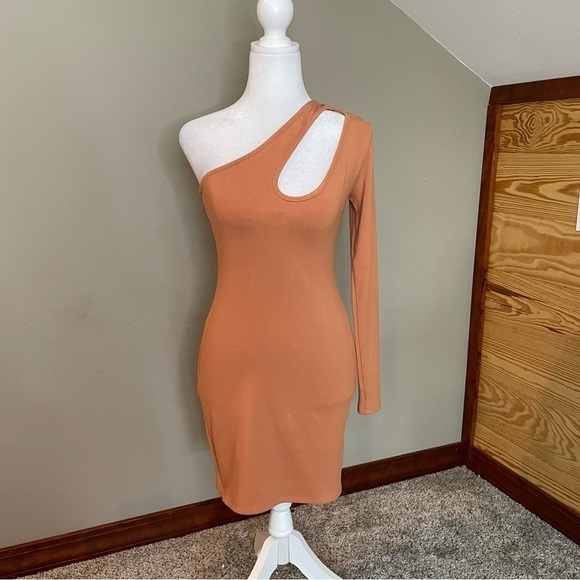 Lovers + Friends Johnson One Shoulder Mini Dress in Terracotta Extra Small NWT - Picture 4 of 11